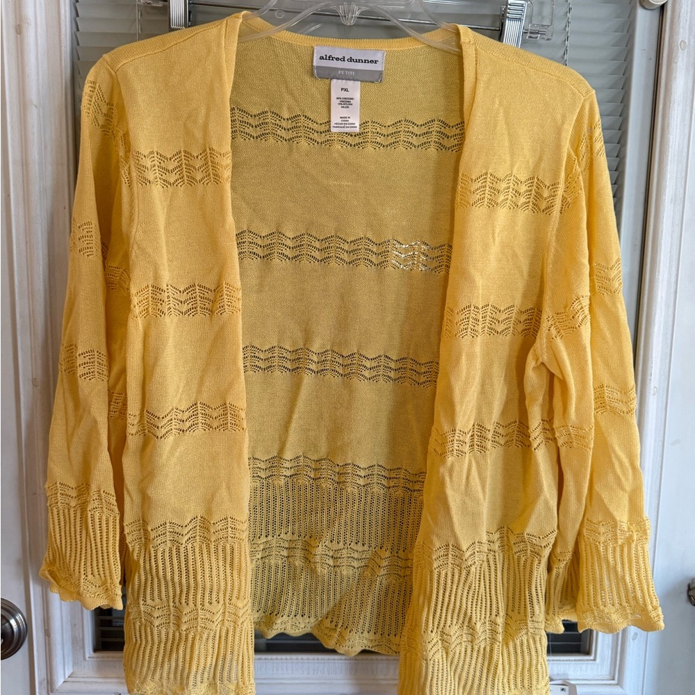 Alfred Dunner Yellow Women's Sweater Open Front New with Tags